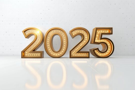 2025 for Happy New Year - Banner, Placard, Design Template, Logo Text Sign Isolated on White Background