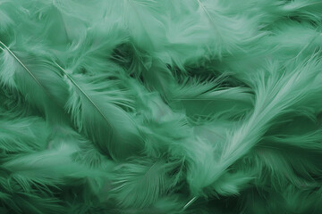 Poster - Feather-like textures in soft blues and greens, blending into a mist