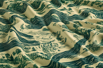 Poster - Flowing ink patterns resembling rippling water, with hues of teal and sapphire