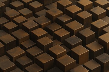 Leinwandbilder - Interlocking cubes with shimmering textures and shadows