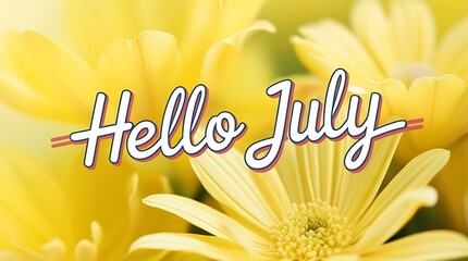 Wall Mural - hello july sale on wooden background ai generative