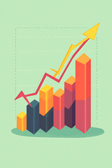 Poster - A colorful graph showcasing upward trends with bars and lines, representing growth or progress.