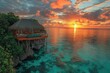 © serdon - Over the South Pacific Ocean, beneath the horizon, lies a sky painted with stunning, colorful shades. Moorea's enchanting lagoon makes for a captivating luxury travel destination