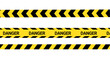 © Fara - Set of seamless yellow and black warning tapes with text do not cross, warning, caution. Isolated on white background. Design elements for reconstruction, vector illustration. PNG transparent