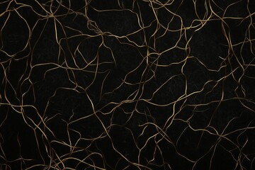 Poster - Intricate patterns of intertwined gold wire on a dark, velvety background