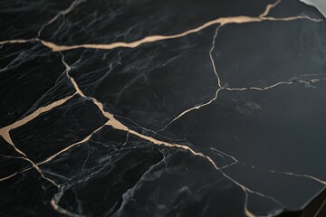 Poster - Marble-like textures in black, white, and gold with soft, natural curves