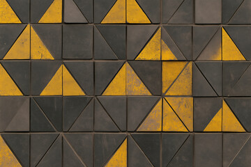 Leinwandbilder - Minimalist overlapping triangles in shades of grey and mustard yellow