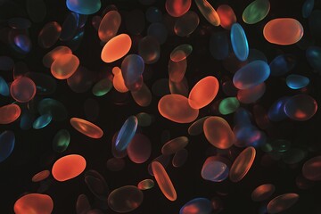 Poster - Overlapping holographic shapes floating in an infinite black space