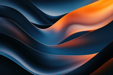 Leinwandbilder - Glossy abstract waves in blue and orange creating a mesmerizing visual flow in a smooth design. Generative AI