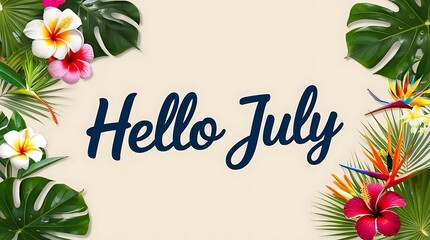 Wall Mural - hello july card with balloons ai generative