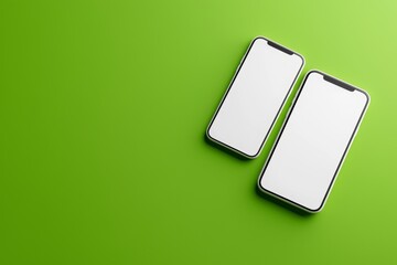 Leinwandbilder - Minimalist mockup of a mobile device on a green background