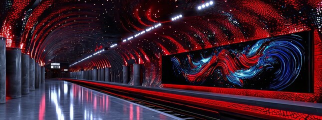 Aufkleber - Digital ads for OOH placement in shopping malls or train stations using perspective copy space with two empty billboards for advertising on textured walls