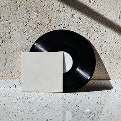 Aufkleber - Clean cardboard sleeve featuring a 7-inch vinyl single record. Design mock-up template.