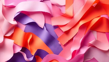Aufkleber - Bright pink, orange and violet woven paper collage isolated on a white background. Vibrant woven paper collage art. Geometric seamless pattern. Geometric seamless pattern. Abstract background