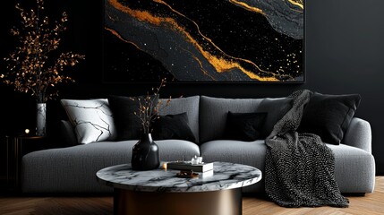 Aufkleber - Modern Scandinavian Living Room Design and Decor: Home Interior and Personal Accessories