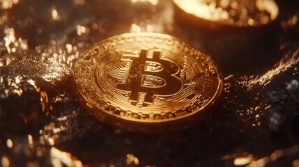 Poster - Modern Bitcoin Coin with Warm Vintage Style
