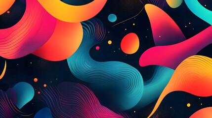 Poster - Abstract Colorful Shapes and Swirling Lines Design