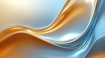 Aufkleber - Mesmerizing abstract glossy waves in soothing tones of blue and orange create a captivating visual experience. Generative AI