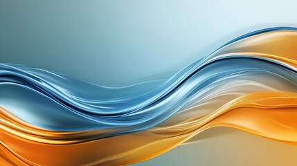 Leinwandbilder - Glossy abstract waves in smooth hues of blue and orange creating a harmonious blend of color and flow. Generative AI