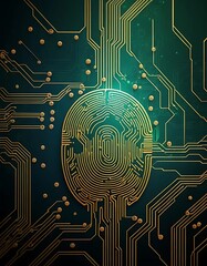 Poster - Fingerprint Circuit Board Digital Security Technology