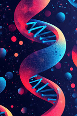 Poster - Abstract representation of DNA with vibrant colors and cosmic elements.
