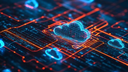 Poster - Cloud Computing Digital Interface with High Tech Background