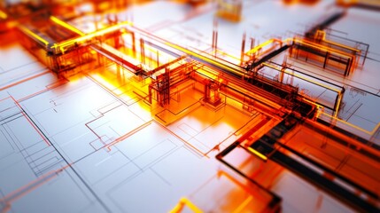 Poster - Futuristic CAD Schematics with Modern Design Elements