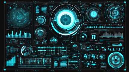 Poster - Futuristic Transparent Interface with Schematics Overlay