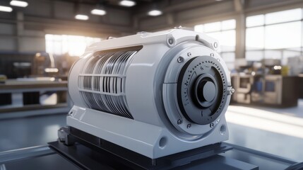 Poster - High-Performance Electric Motor in Workshop Setting