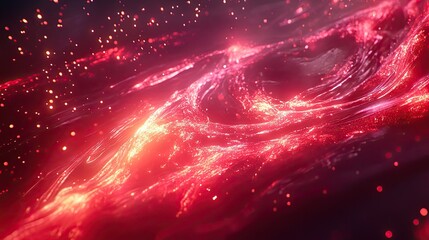Poster - Abstract Red Energy Swirling With Glowing Particles