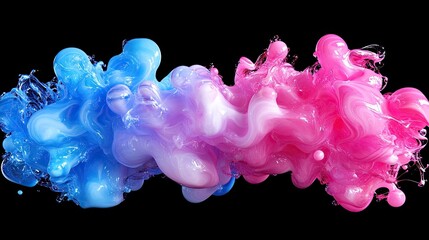 Poster - Abstract swirling blue and pink paint explosion