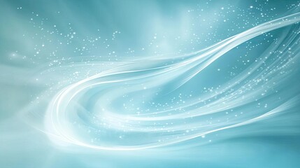 Poster - Abstract Teal Wave Background With Sparkling Lights