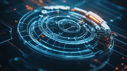 Poster - Futuristic Digital Interface Design Featuring Circular Elements, Lines, and Technology for Advanced User Experience in Data Visualization and Modern Applications