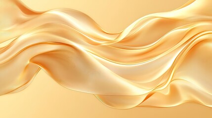 Poster - Abstract Golden Waves Flowing Smoothly Across