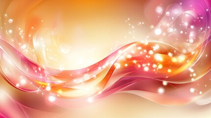 Poster - Abstract Orange Pink Waves With Sparkling Lights