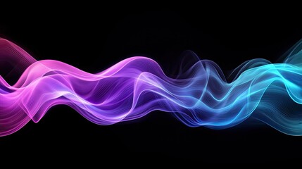 Poster - Abstract glowing purple and blue waves flow design