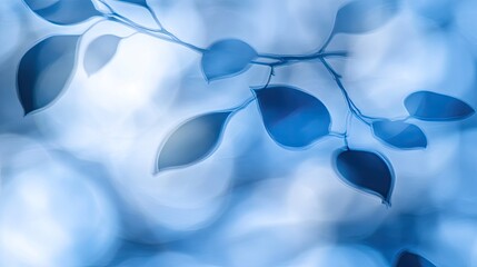 Poster - Abstract Blue Leaves Branch Artistic Image