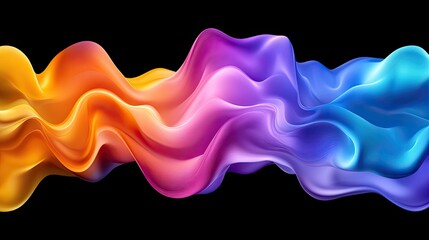 Poster - Abstract Colorful Waves Flowing Smoothly Across Black Background