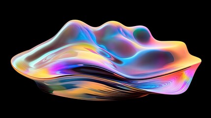 Fototapete - Abstract iridescent liquid sculpture digital art