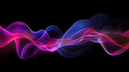 Fototapete - Abstract Pink And Blue Wave Forms On Black Background