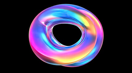 Poster - Abstract iridescent torus shaped digital art