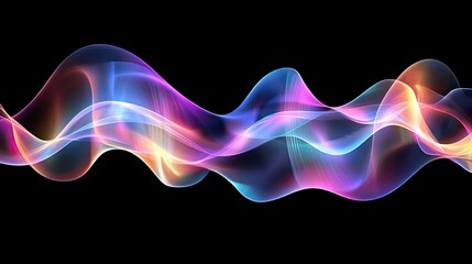 Poster - Abstract Colorful Waves Flowing Dark Background