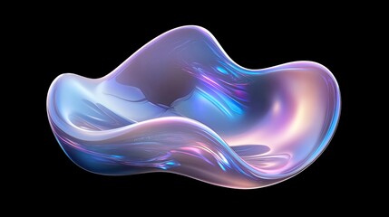 Poster - Abstract iridescent fluid form design art