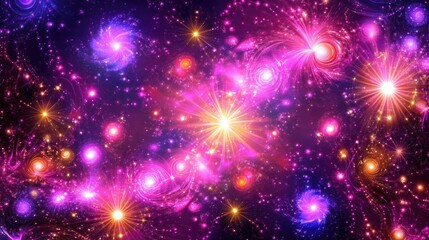 Poster - Vibrant Cosmic Nebula Explosions With Stellar Fireworks