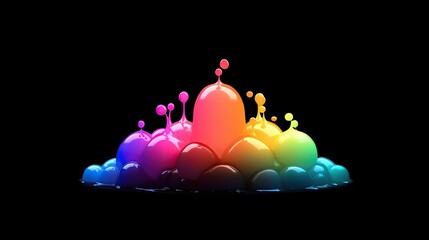 Poster - Rainbow colored liquid droplets splash against black background