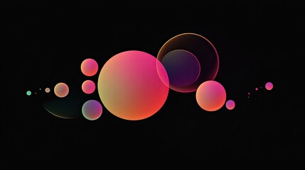 Poster - Abstract Gradient Spheres Orbiting in Dark Space