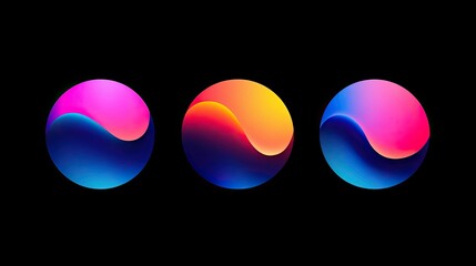 Poster - Three Abstract Gradient Spheres Display Vibrant Colors