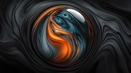 Poster - Abstract Swirling Design Featuring Orange Blue and Gray Hues
