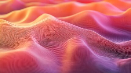 Poster - Abstract Representation of Soft Waves in Vibrant Colors, Featuring a Mesh Pattern that Evokes a Sense of Depth and Motion in a Digital Environment
