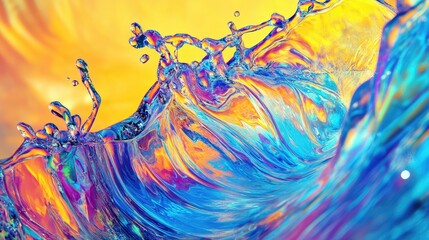 Poster - Iridescent Water Splash Abstract Art